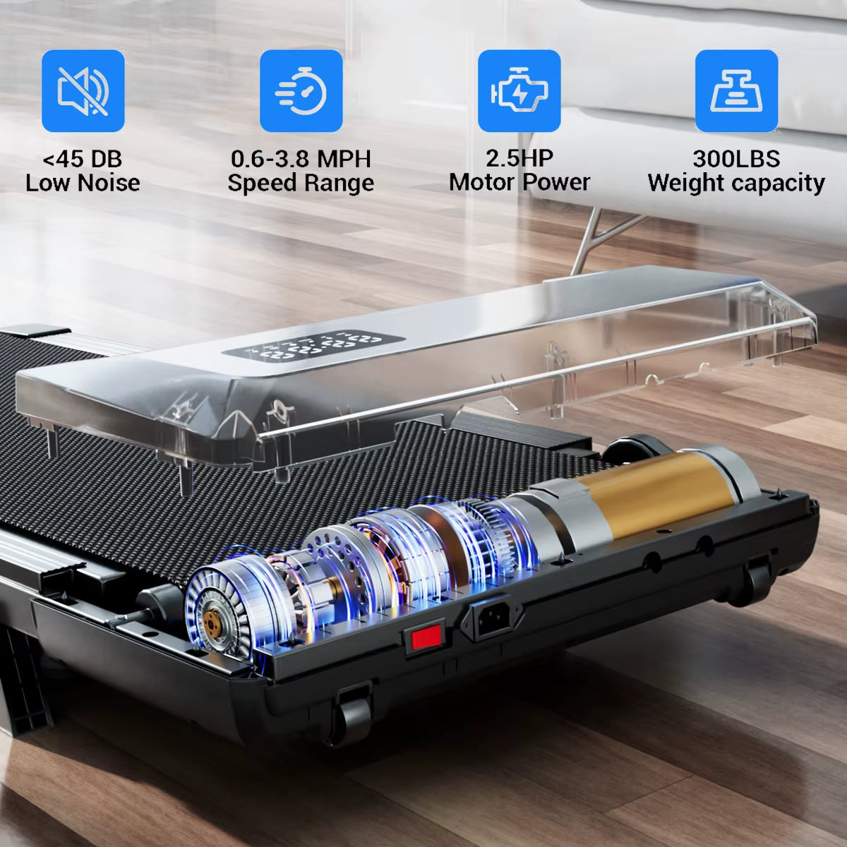 SEDOL Foldable Under Desk Treadmill Walking Pad 2.5HP Quiet Motor, 6% Incline, 300lbs Capacity, LED Display, Remote Control Portable Walkingpad