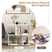 2-Tier Irregular Storage Shelf Wood Shelving Units with 4 Compartments
