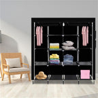 67" Portable Clothes Wardrobe – 12-Shelf Fabric Closet Organiser (Black)