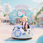 SEDOL Hello Kitty Kids 6V Bumper Car with Parental Remote Control 360° Spin Waltz Car with USB Music Player LED Headlights and Official Sanrio Aesthetic