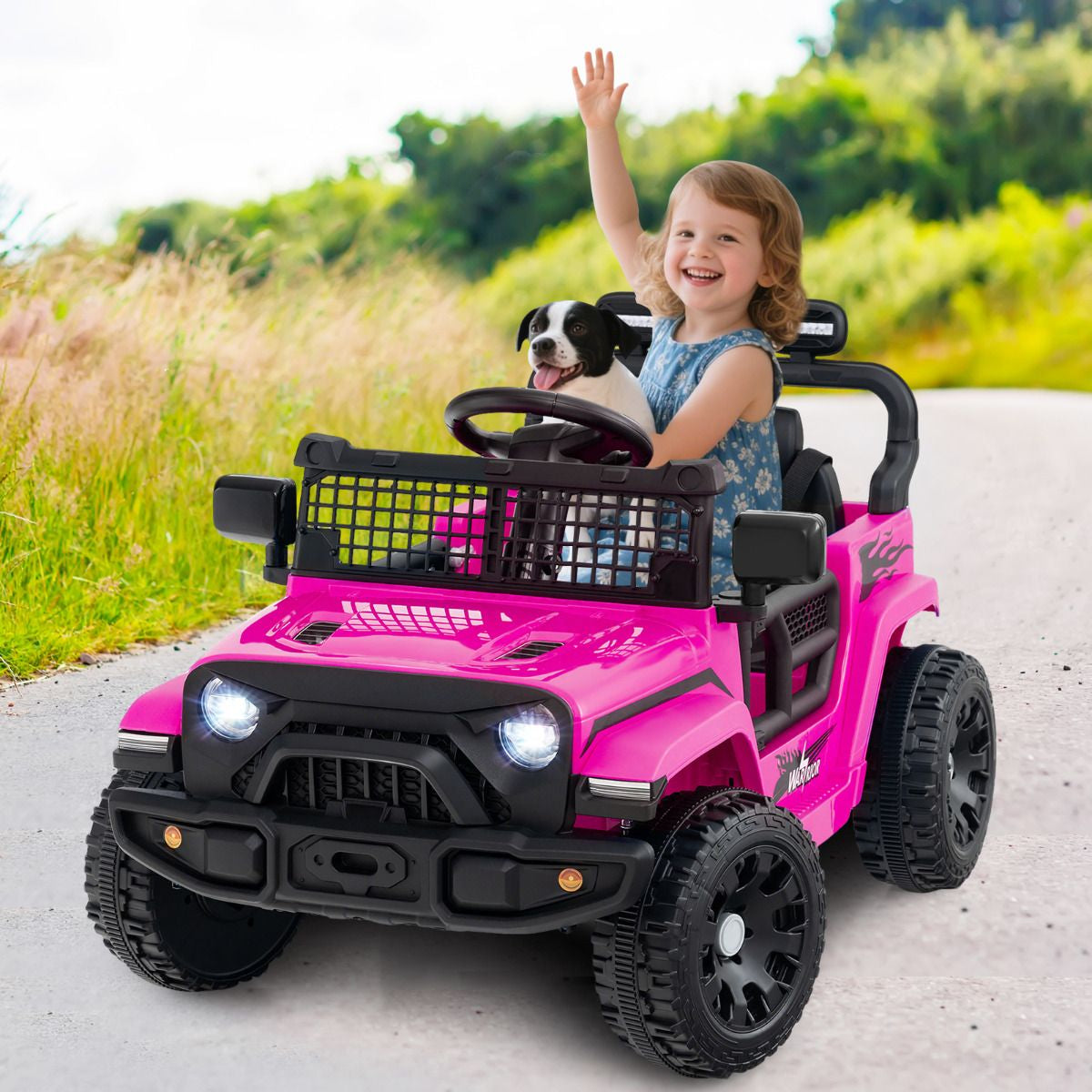 SEDOL 12V Electric Ride-On Truck for Kids with Parental Remote Control Dual 25W Motors All-Terrain Shock Absorbers LED Headlights and Soft-Start Safety System