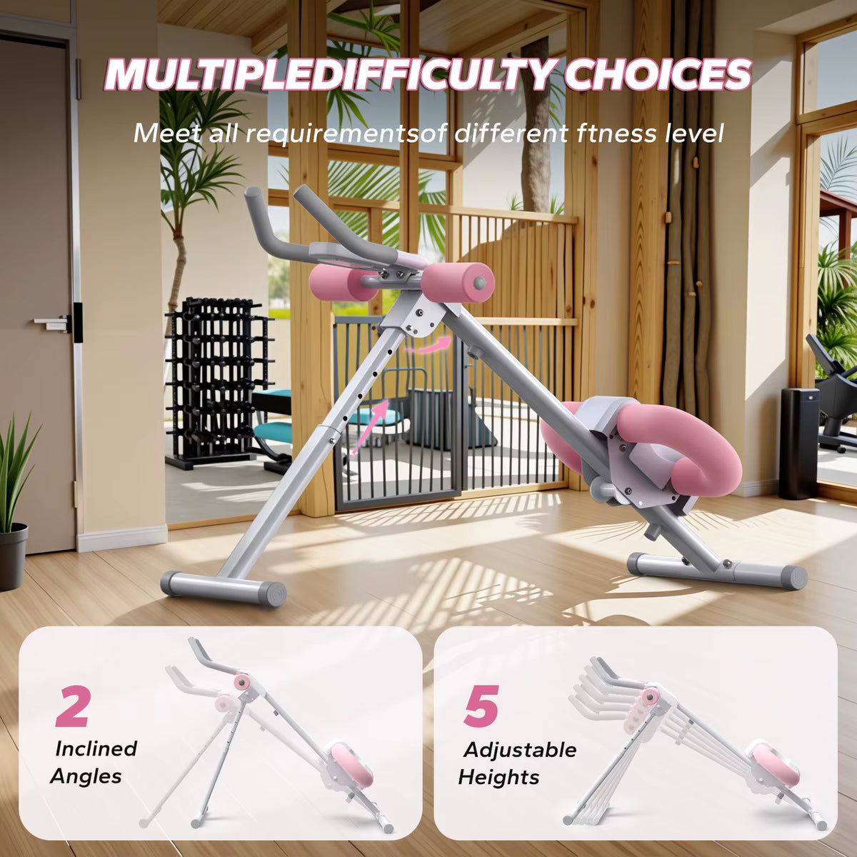 Ab Machine – Adjustable Ab Trainer, Foldable Abdominal Exercise Equipment
