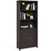 Wooden Tall Bookcase with 3-Tier Storage Cabinet