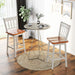 Set of 2 97Cm Swivel Rubber Wood Bar Stools with Backrest and Footrest