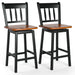 Set of 2 97Cm Swivel Rubber Wood Bar Stools with Backrest and Footrest