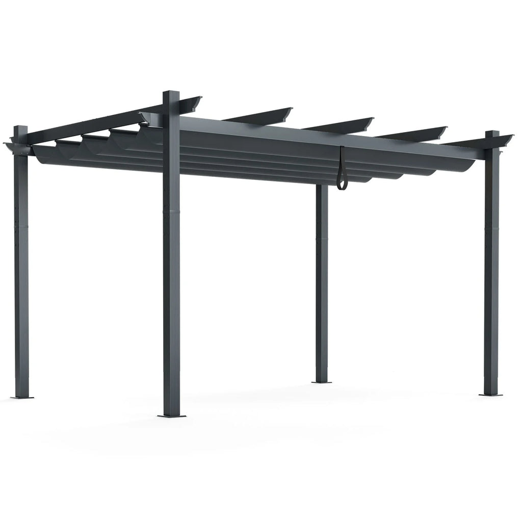 3x4m Outdoor Retractable Pergola with Adjustable Sun Shade Canopy
