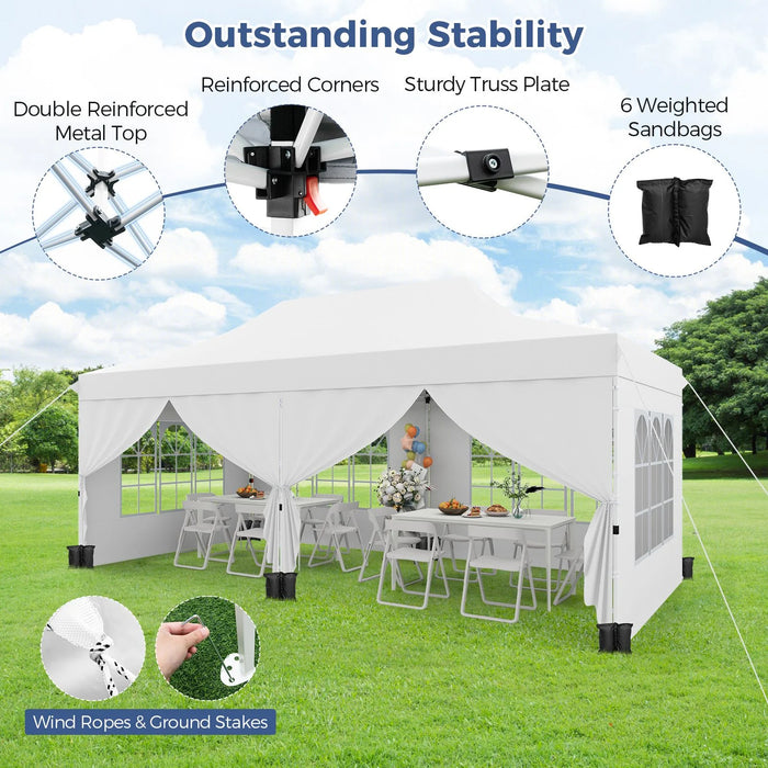 Pop-Up Canopy Gazebo Tent with 6 Removable Sidewalls & Carry Bag
