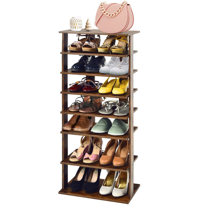 Extra Wide Wooden Vertical Shoe Rack with 7 Shelves