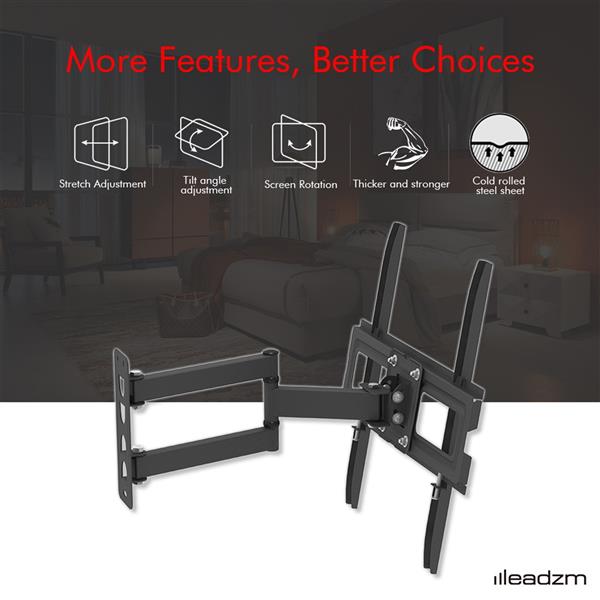 TV Stand for 32–65 Inch Screens – Single Arm Swivel Mount with Small Base, Tilt & Height Adjustable Bracket