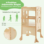 SEDOL Folding Montessori Learning Tower for Toddlers Space-Saving Height Adjustable Kitchen Helper Stool with Safety Latches and Full-Surround Guardrails