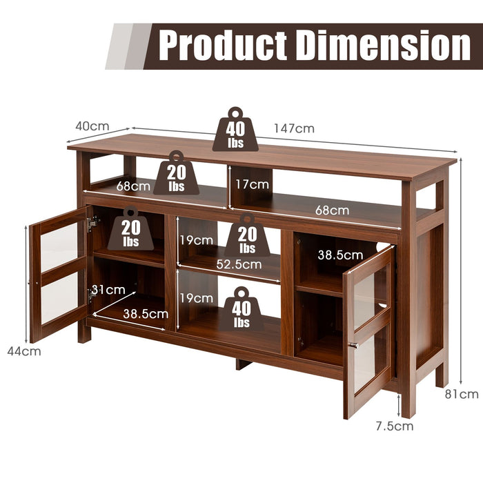 Living Room Console Table for Tvs with Wooden Fireplace and 2 Cabinets