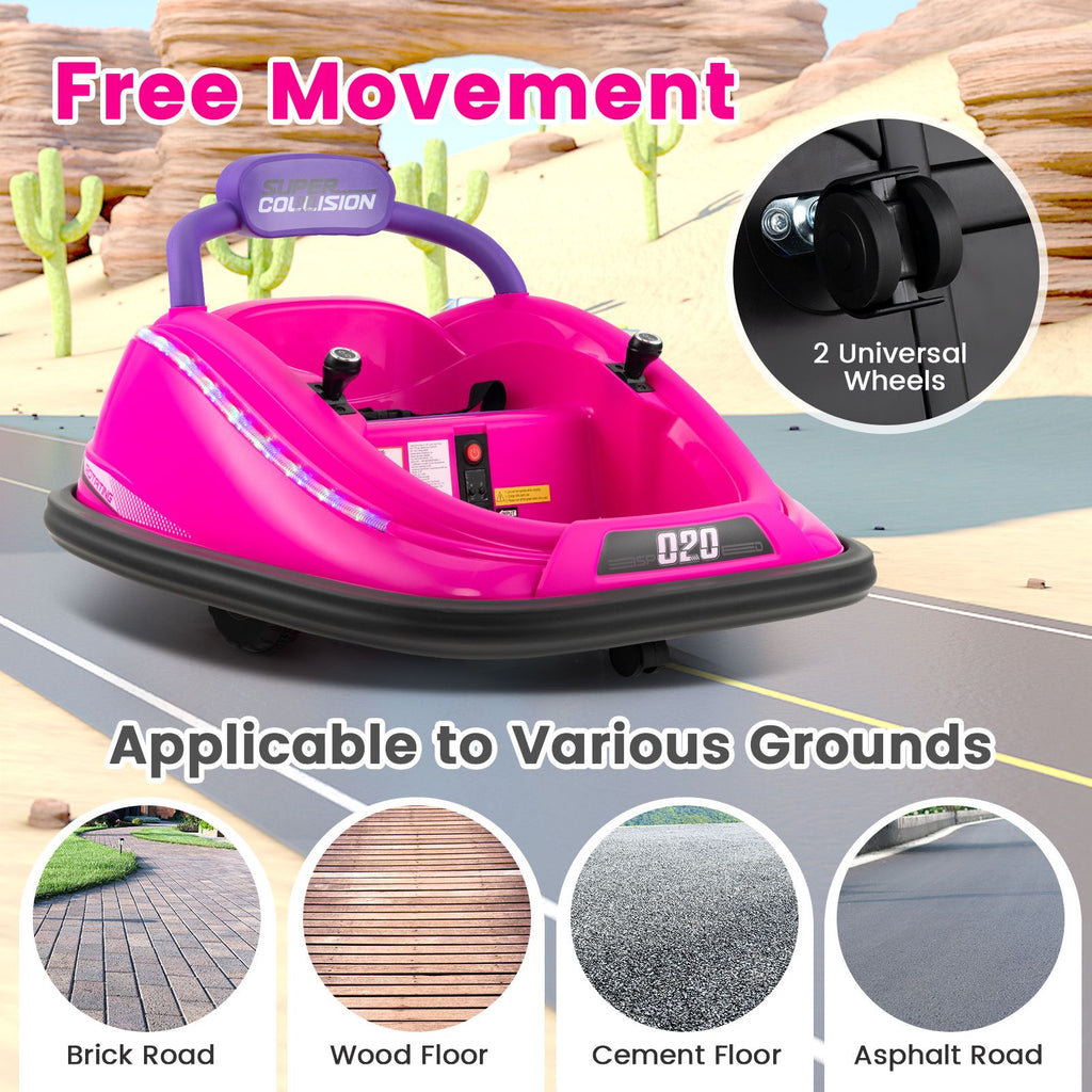 SEDOL 12V High-Performance Kids Bumper Car with 360° Zero-Turn Dual Joysticks 30m Parental Remote Override and Shock-Absorbing Elastic Bumper