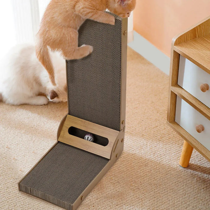 L-Shaped Cat Scratching Board – Sturdy Corrugated Cardboard Cat Scratcher