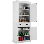 4-Door Tall Kitchen Cupboard Adjustable Shelves and Drawer