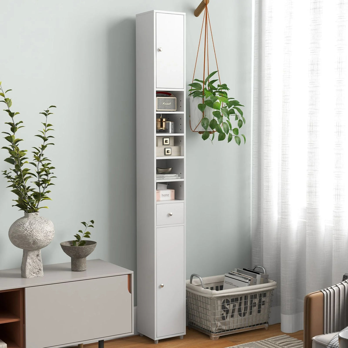 180CM Tall Freestanding Bathroom Cabinet with 2 Doors and 1 Drawer
