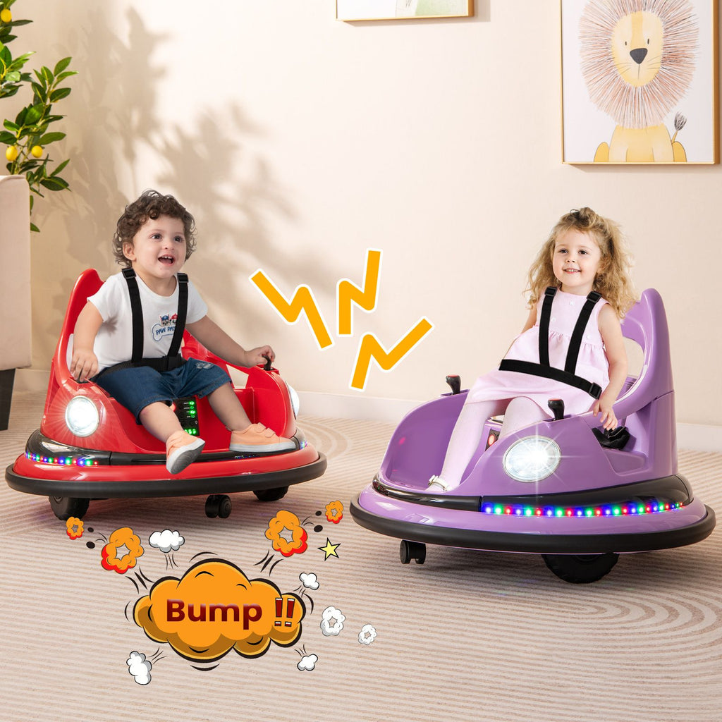 SEDOL 12V High-Performance Kids Bumper Car with 5-Point Safety Harness 360° Zero-Turn Dual Joysticks and 5-Mode LED Light Show – 12V Powered for Ages 3+