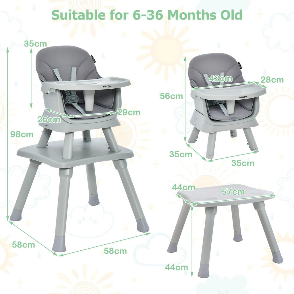 SEDOL 6-in-1 Ultimate Baby-to-Toddler High Chair & Activity Station with Building Block Tabletop Parental Booster Seat and Waterproof PU Leather Cushion – 25kg Capacity