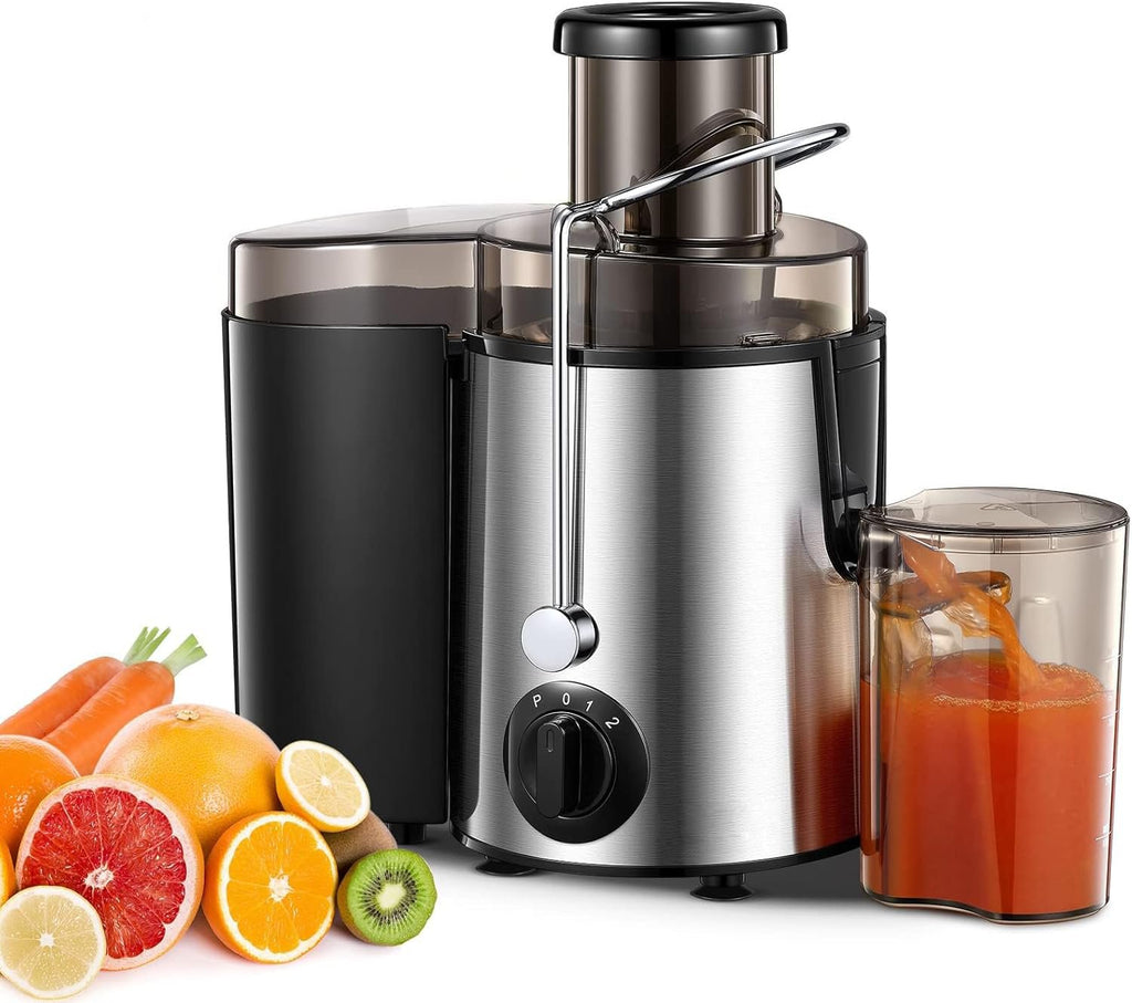 SEDOL Centrifugal Juicer Machine 900W Max Power Fruit and Vegetable Extractor with 3-Inch Large Feed Chute 3-Speed Control Stainless Steel Micro-Mesh Filter Includes Recipe Book and Cleaning Brush