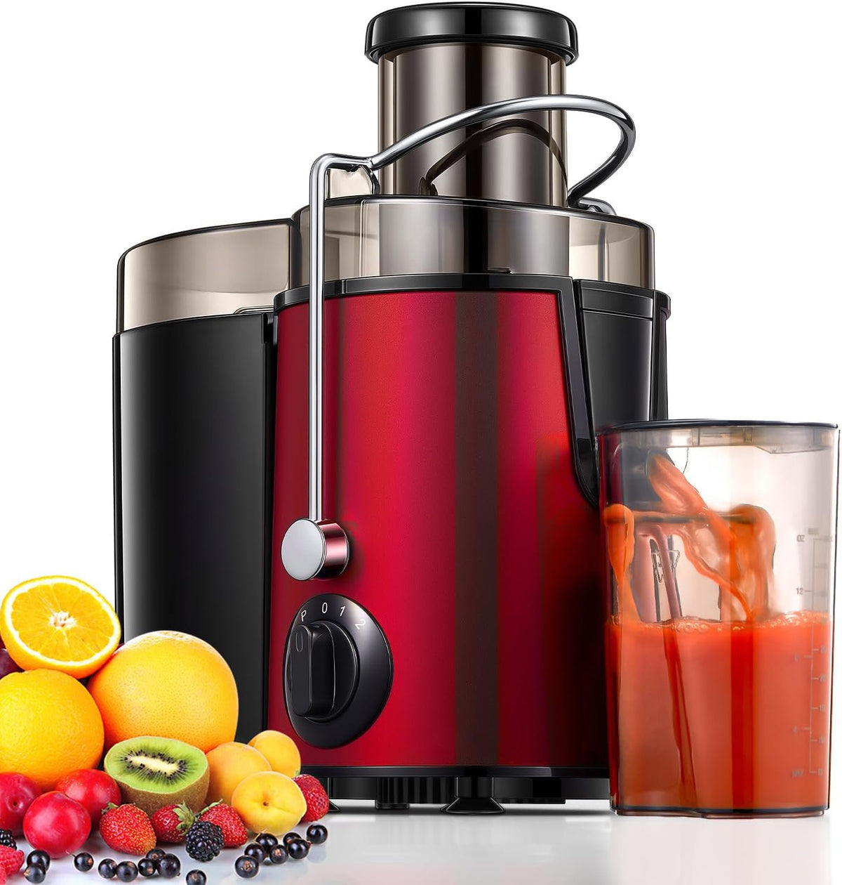 SEDOL Centrifugal Juicer Machine 900W Max Power Fruit and Vegetable Extractor with 3-Inch Large Feed Chute 3-Speed Control Stainless Steel Micro-Mesh Filter Includes Recipe Book and Cleaning Brush