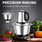 SEDOL Electric Mini Food Chopper 600W Meat Grinder 2L Stainless Steel Bowl 3-Speed Food Processor for Mincing Meat Vegetables and Baby Food 4D Bi-Level Blades Portable Mincer Silver