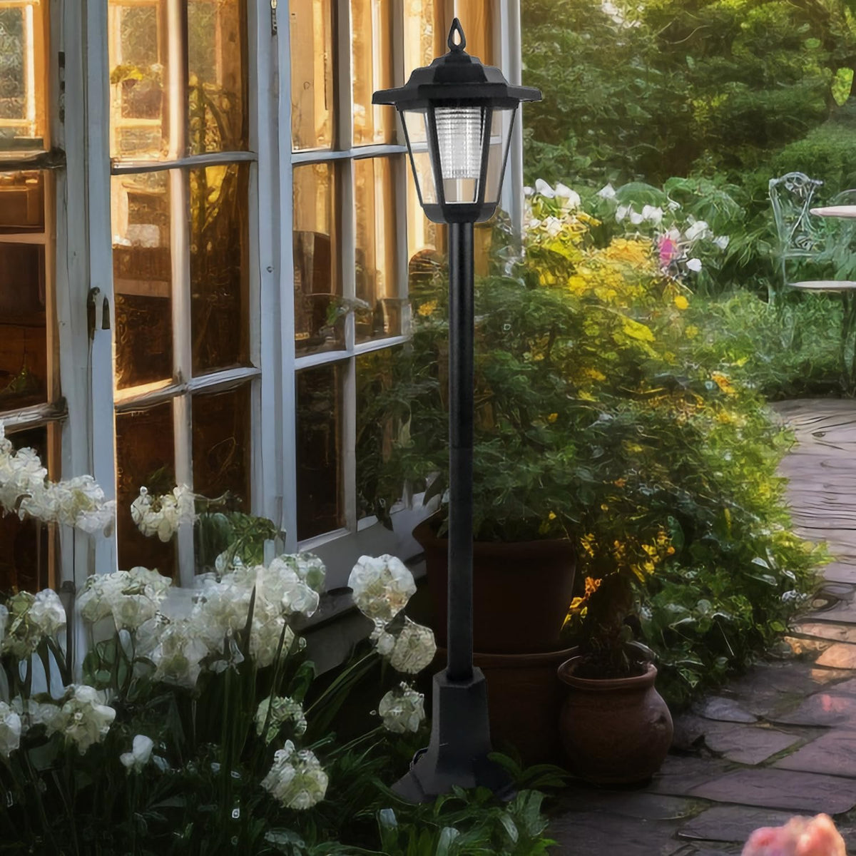 SEDOL 2-Pack Solar Powered Lamp Post Lights 83cm Victorian Style Outdoor Garden Lanterns Automatic Dusk-to-Dawn LED Pathway Lights for Driveway Patio and Borders