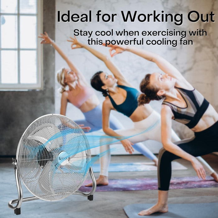 SEDOL 12" Chrome Floor Fan with 3 Speed Settings and Tilting Head Feature