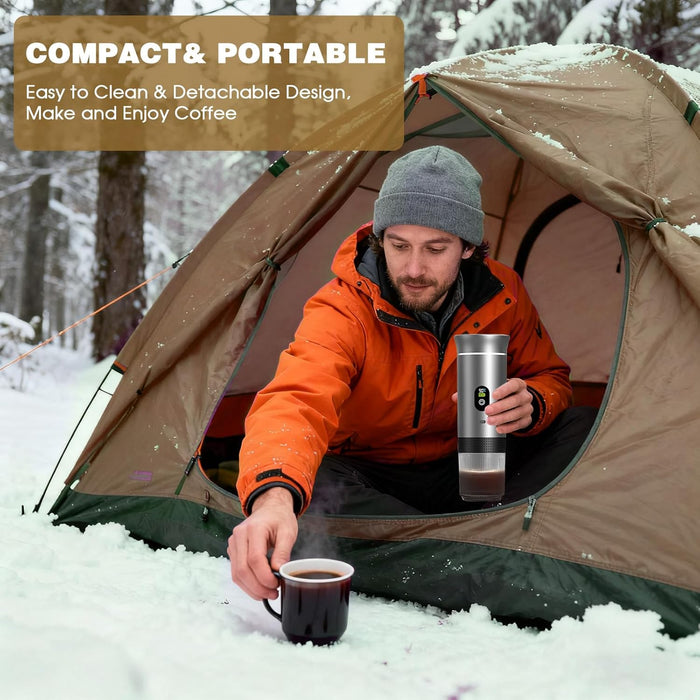 SEDOL 3-in-1 Electric Portable Espresso Maker | Self-Heating Coffee Machine with 20-Bar Pressure | 7500mAh Rechargeable Battery | Compatible with Large & Small Capsules and Ground Coffee for Camping Car and Travel