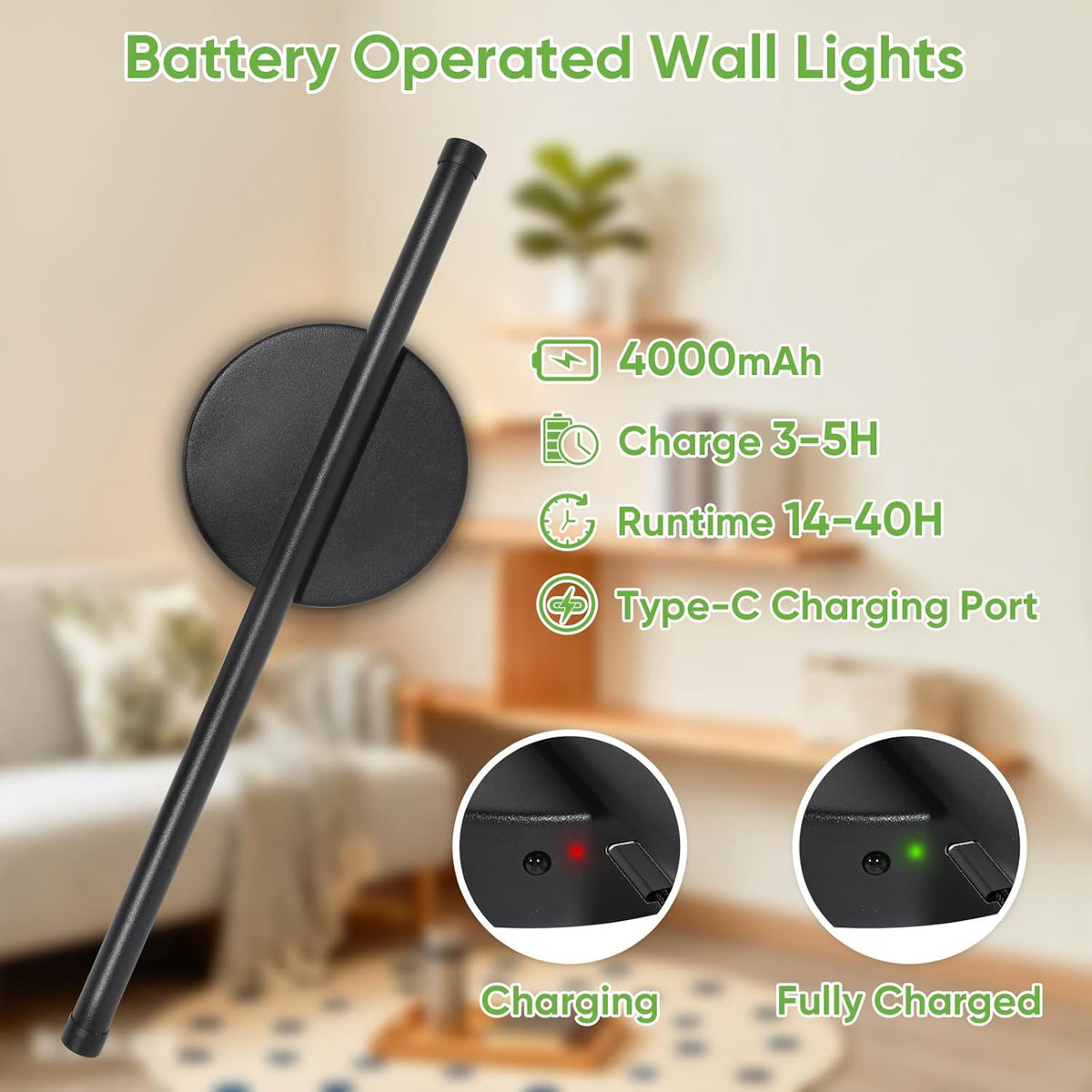 SEDOL 2-Pack Battery Operated Wall Lights Rechargeable Wireless Wall Sconce with Remote Dimmable LED Picture Light with Timer Magnetic Tool-Free Installation for Bedroom and Hallway