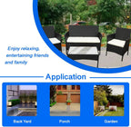 SEDOL 4-Piece Rattan Garden Furniture Sofa Set with Tempered Glass Coffee Table and 2 Armchairs Wicker Outdoor Patio Set with Water-Resistant Beige Cushions for Garden Balcony and Conservatory