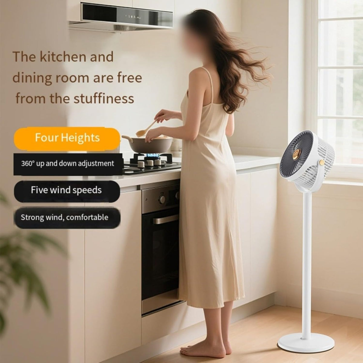 SEDOL 2-in-1 Quiet Pedestal Fan & Desk Fan Wireless 4000mAh Battery Operated Stand Fan 360° Oscillation 5 Speeds Adjustable Height 28-86cm Type-C Rechargeable Fan for Bedroom and Travel