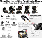 SEDOL 2 in 1 Baby Pram and Pushchair Combo Reversible Newborn Carrycot to Toddler Stroller Lightweight Foldable Aluminium Buggy with Shock Absorbers and Puncture Proof Wheels Grey