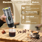 SEDOL 3-in-1 Electric Portable Espresso Maker | Self-Heating Coffee Machine with 20-Bar Pressure | 7500mAh Rechargeable Battery | Compatible with Large & Small Capsules and Ground Coffee for Camping Car and Travel