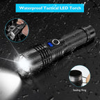 SEDOL Ultra-Bright Rechargeable LED Torch | 1000000 Lumen High-Powered XHP70 Chip Flashlight with Smart LCD Power Display | 5 Light Modes & Zoomable Beam | Waterproof Aviation-Grade Aluminum for Camping Hiking and Emergencies