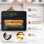 SEDOL 30L Air Fryer Oven XXL with Rotisserie 1800W Digital Countertop Convection Oven 20 Cooking Presets 360° Hot Air Circulation 9 Accessories Included for Whole Chicken and 13 Inch Pizza Black