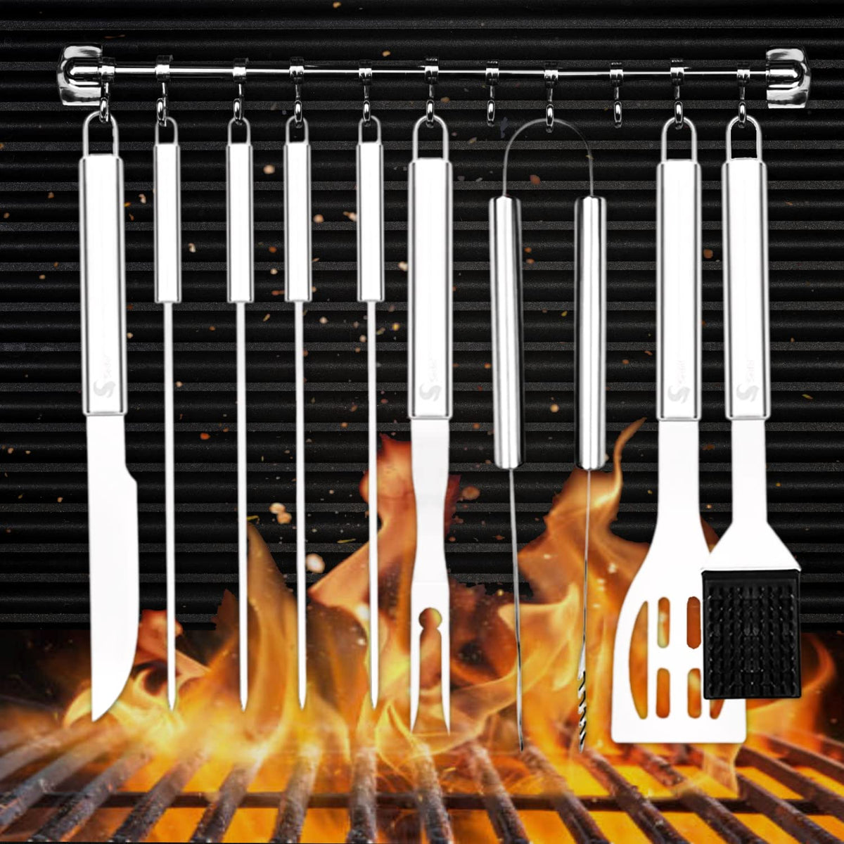 SEDOL BBQ Tools Set - 18pcs Heavy Duty Stainless Steel BBQ Accessories