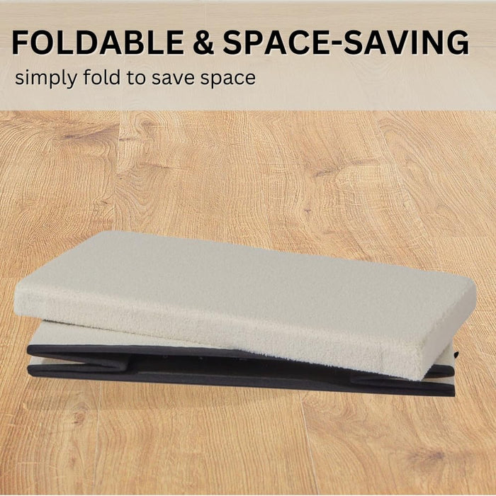SEDOL Folding Ottoman Storage Box - 38×76×38cm Cream Furry Boucle Ottoman Bench
