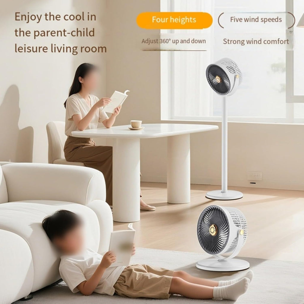 SEDOL 2-in-1 Quiet Pedestal Fan & Desk Fan Wireless 4000mAh Battery Operated Stand Fan 360° Oscillation 5 Speeds Adjustable Height 28-86cm Type-C Rechargeable Fan for Bedroom and Travel