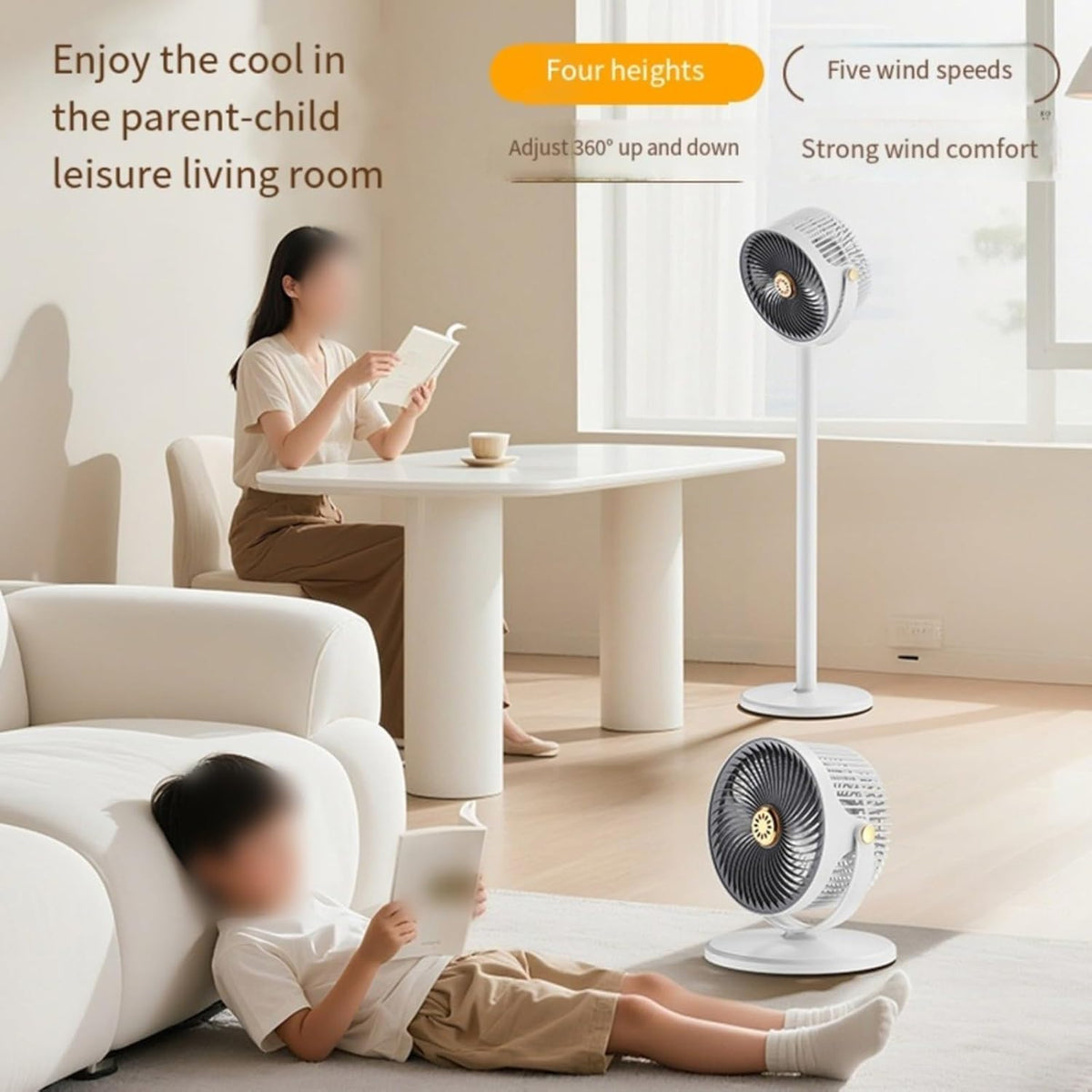 SEDOL 2-in-1 Quiet Pedestal Fan & Desk Fan Wireless 4000mAh Battery Operated Stand Fan 360° Oscillation 5 Speeds Adjustable Height 28-86cm Type-C Rechargeable Fan for Bedroom and Travel