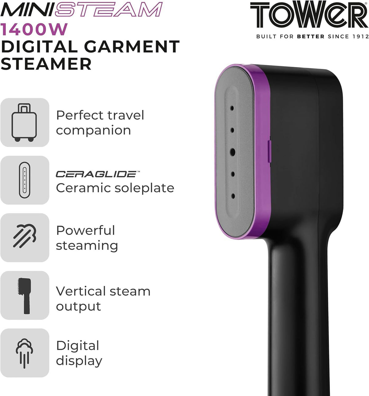 SEDOL Handheld Garment Steamer 1400W Portable Clothes Steamer with Ceraglide Ceramic Soleplate Vertical Steam Iron for Travel and Home LED Display and Brush Attachment