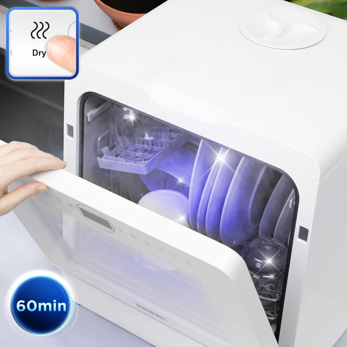 SEDOL Table Top Dishwasher No Plumbing Required 5L Built-In Water Tank Compact Countertop Dish Washer with 8 Wash Cycles and Fruit Wash Feature 950W Portable Mini Dishwasher for Renters RVs and Small Kitchens