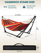 SEDOL 2-in-1 Hammock & Hanging Chair with Foldable Stand | Portable Freestanding Steel Frame Set | Heavy-Duty 200kg Capacity | Breathable Cotton Blend Hammock & Swing Chair for Indoor and Outdoor Relaxation