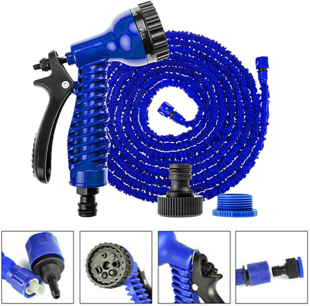 SEDOL 75FT Expandable Garden Hose Pipe Extra Strength Flexible Expanding Water Hose with 7-Function Spray Gun and Universal 1/2" & 3/4" Brass Fittings No-Kink Lightweight Hosepipe