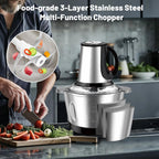 SEDOL Electric Mini Food Chopper 600W Meat Grinder 2L Stainless Steel Bowl 3-Speed Food Processor for Mincing Meat Vegetables and Baby Food 4D Bi-Level Blades Portable Mincer Silver