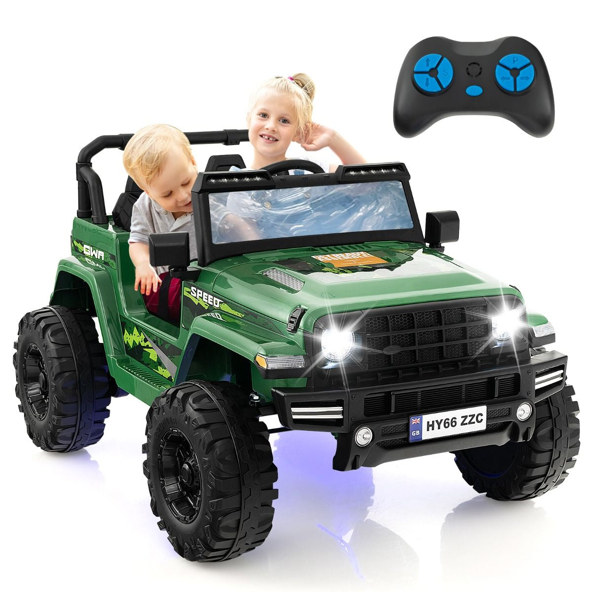 SEDOL 24V Double-Seater High-Power Kids Ride-On Truck with Parental Remote Control Dual High-Speed Motors LED Light Bars and 2-Hour Long-Play Battery – 35kg Capacity