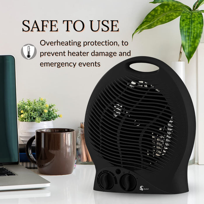 SEDOL 2KW Electric Fan Heater - Black