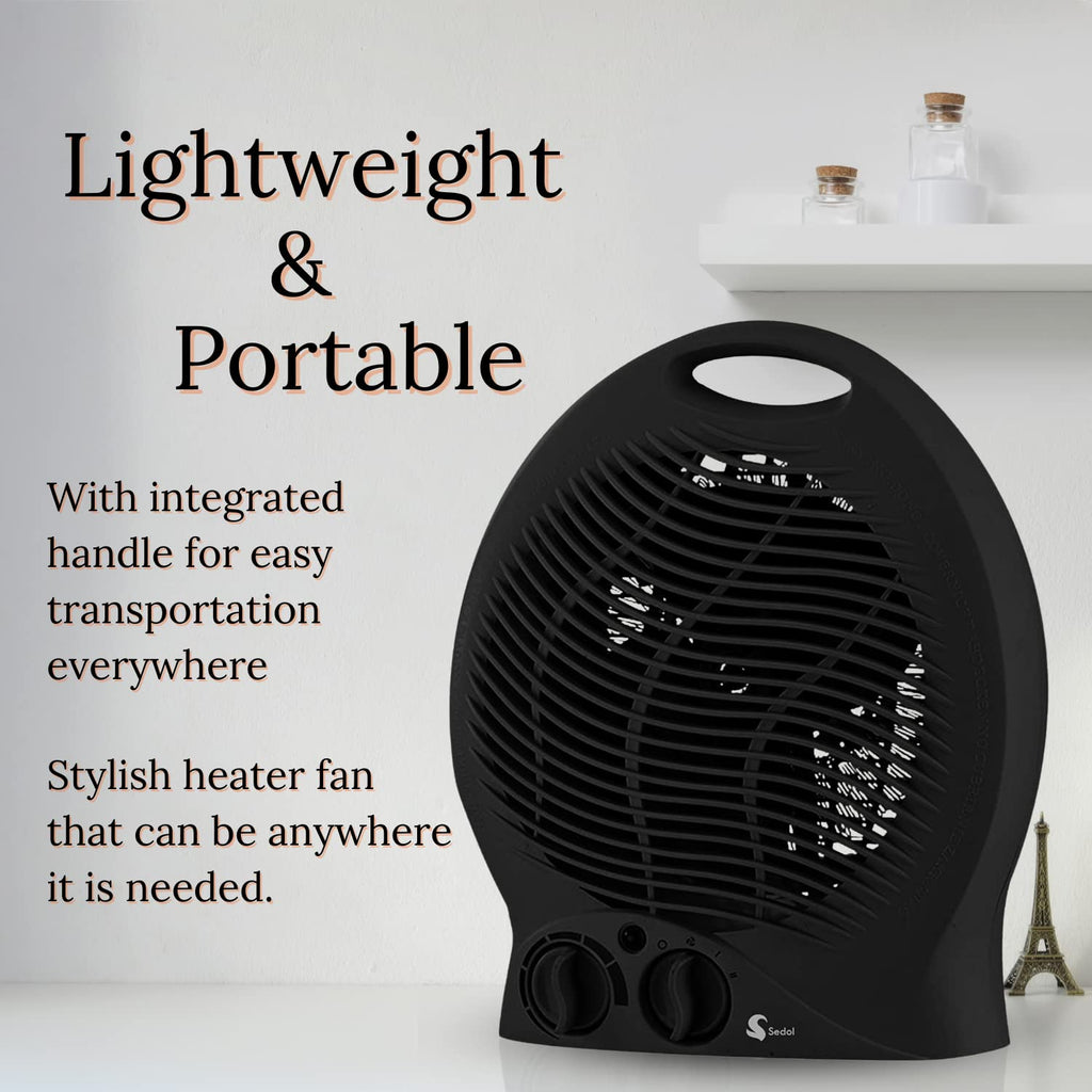 SEDOL 2KW Electric Fan Heater - Black