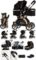 SEDOL 2 in 1 Baby Pram and Pushchair Combo Reversible Newborn Carrycot to Toddler Stroller Lightweight Foldable Aluminium Buggy with Shock Absorbers and Puncture Proof Wheels Grey