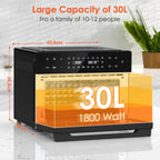 SEDOL 30L Air Fryer Oven XXL with Rotisserie 1800W Digital Countertop Convection Oven 20 Cooking Presets 360° Hot Air Circulation 9 Accessories Included for Whole Chicken and 13 Inch Pizza Black