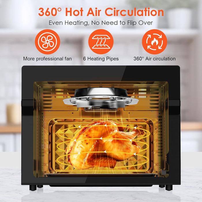 SEDOL 30L Air Fryer Oven XXL with Rotisserie 1800W Digital Countertop Convection Oven 20 Cooking Presets 360° Hot Air Circulation 9 Accessories Included for Whole Chicken and 13 Inch Pizza Black