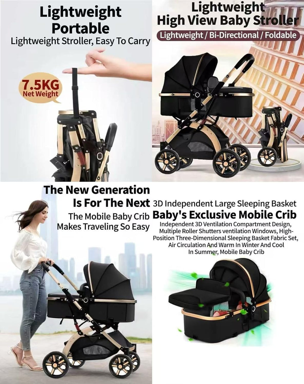 SEDOL 2 in 1 Baby Pram and Pushchair Combo Reversible Newborn Carrycot to Toddler Stroller Lightweight Foldable Aluminium Buggy with Shock Absorbers and Puncture Proof Wheels Grey